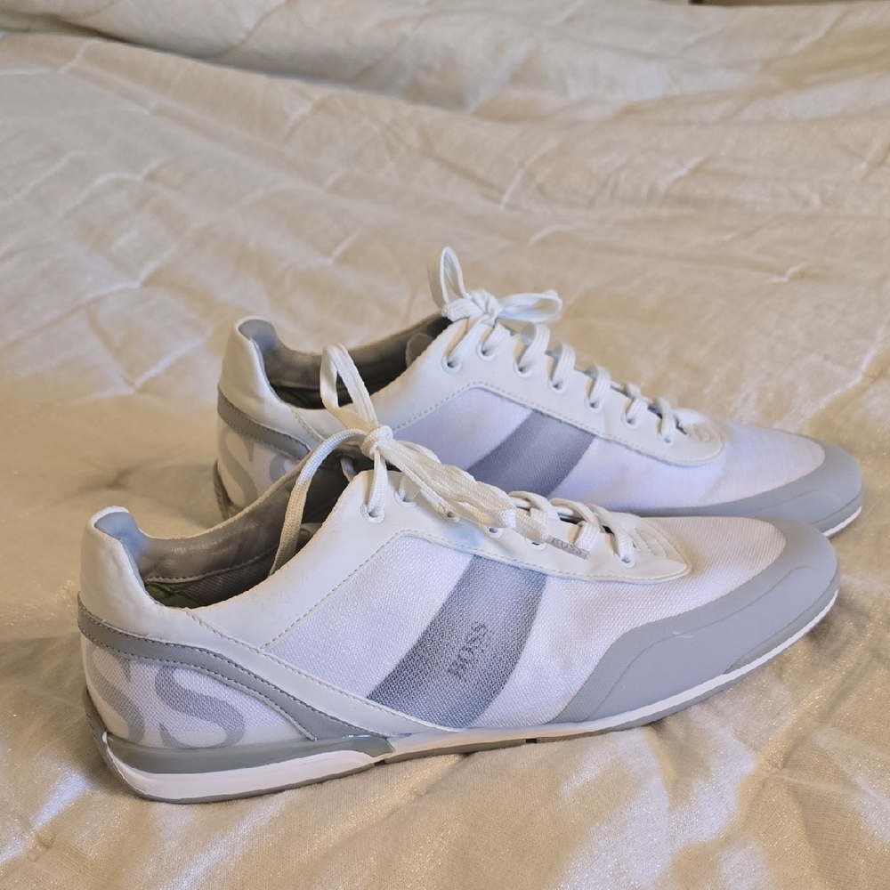 Boss White and Gray Retro Sneakers